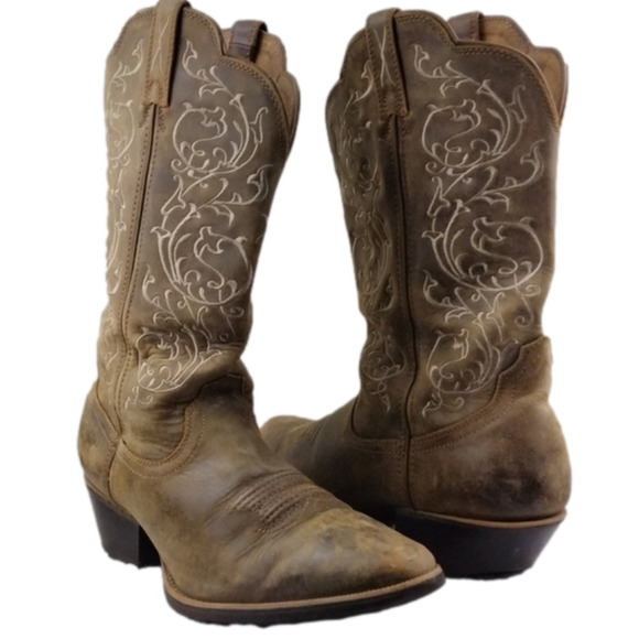 TWISTED X Brown Leather Fancy Stitched Almond Toe Western Performance Boot - Picture 1 of 16
